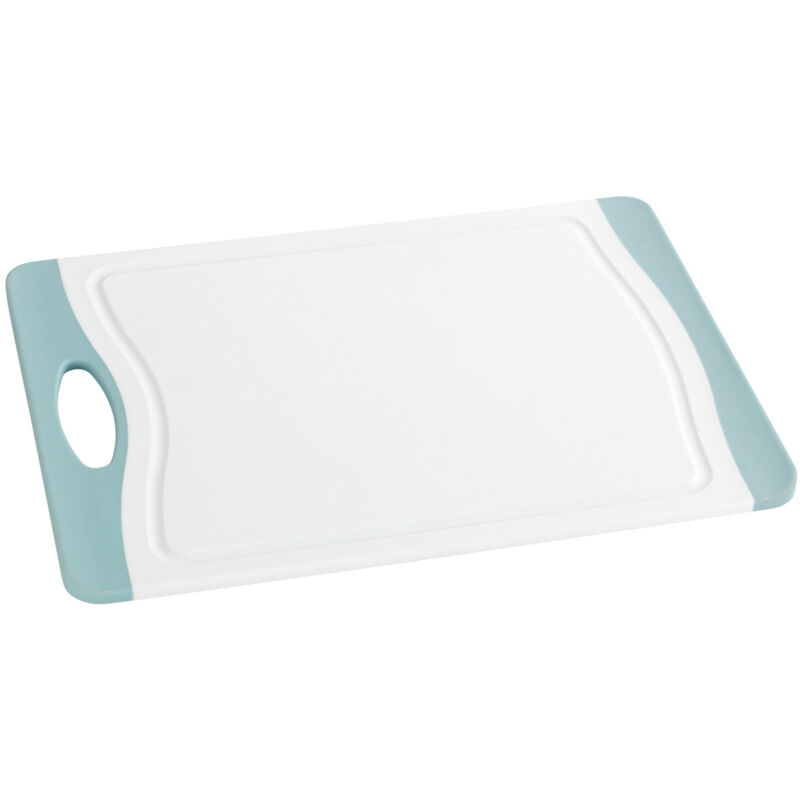 Wenko - Planche à découper Easy s, planche à découper avec surface antibactérienne, Plastique, 28.5x20 cm, blanc - bleu clair