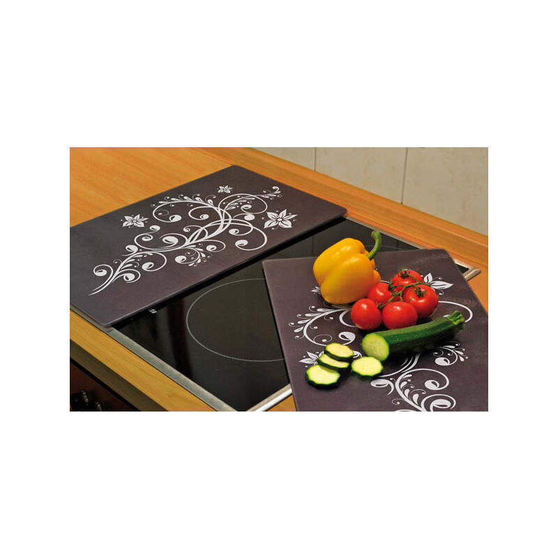 Protège plaques de cuisson 3 en 1, motif décoratif, 52 x 30 cm, lot de 2 Wenko