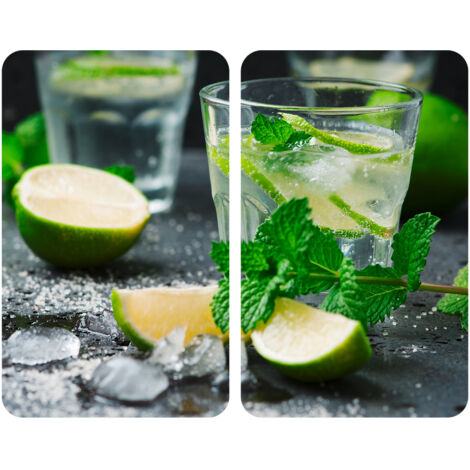 Wenko – Plaques de protection Mojito en verre trempé – Lot de 2 – Hauteur réglable 1,5 à 5,5 cm – Pour plaques à induction, électriques et gaz