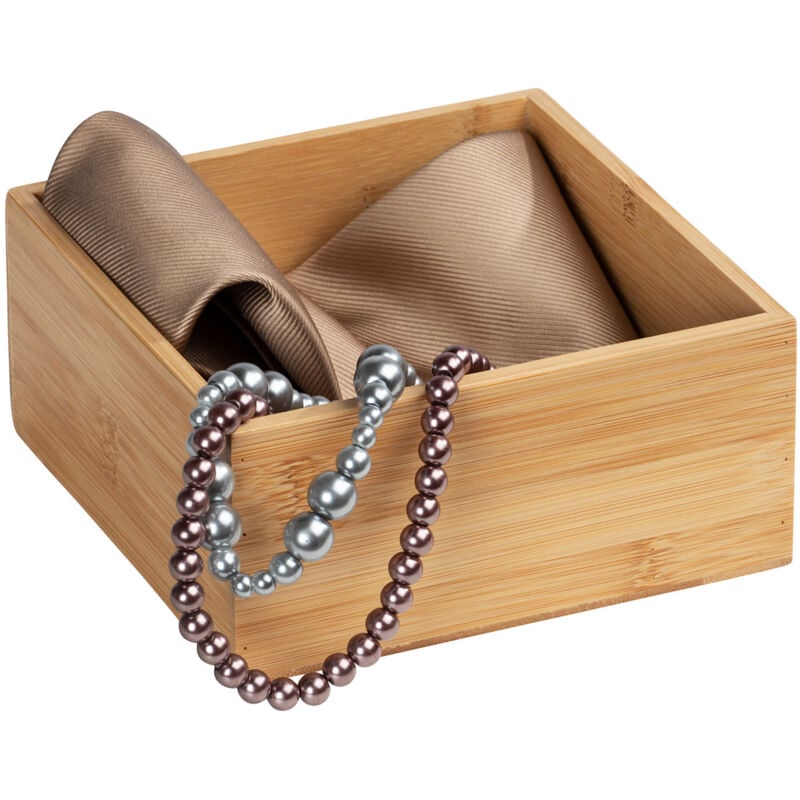 Wenko - Plateau rangement salle de bain bambou Terra m, accessoires de rangement salle de bain bambou, 15x4,5x10 cm, marron