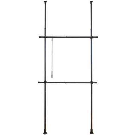 WENKO Porta abiti telescopico su misura Hercules Basic per guardaroba, soluzione senza foratura, regolabile in lunghezza e altezza, in acciaio, 75-120x165-300x11 cm, nero