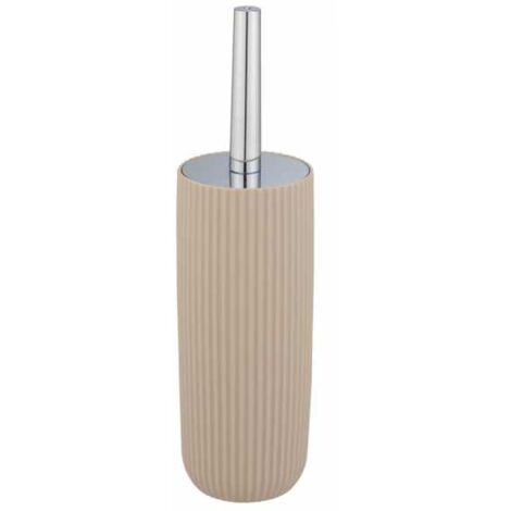 WENKO Porta Scopino WC Agropoli beige, scopino WC nero, design chiuso, Plastica con superficie satinata senza BPA, Ø 10x36,5 cm, Beige
