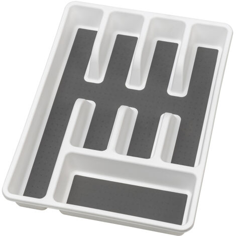 Wenko Portaposate antiscivolo - Inserto posate per cassetti, Polipropilene, 26.5 x 5 x 36.5 cm, Bianco