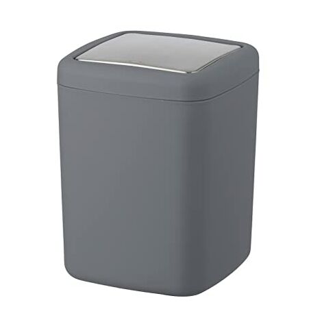 WENKO Portarifiuti Barcelona antracite 3 ltr. - Portarifiuti per cosmetici, assolutamente infrangibile Capacità: 3 l, TPE, 15 x 20 x 15 cm, Grigio antracite