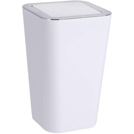 WENKO Portarifiuti con coperchio basculante Candy bianco 6 l Capacità: 6 l, Polistirolo, 18 x 28.5 x 18 cm, Bianco