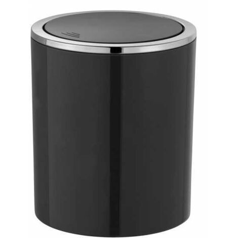 WENKO Portarifiuti con coperchio basculante Inca nero 2 ltr. - Contenitore portarifiuti con coperchio basculante Capacità: 2 l, ABS, 14 x 16.8 x 14 cm, Nero