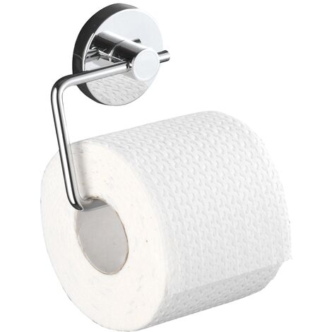 WENKO Portarotolo da parete Milazzo, portarotolo per carta igienica con fissaggio Vacuum-Loc® senza foratura, riposizionabile senza lasciare tracce, in acciaio, 13x10,5x3 cm, lucido