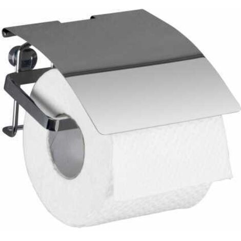 WENKO Portarotolo Premium per carta igienica, portarotolo da muro in acciaio inossidabile, 12,5x9x13 cm, lucido