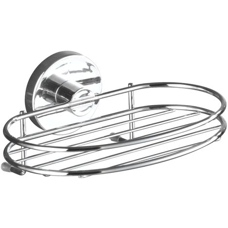 WENKO Portasapone da muro Milazzo, senza foratura, sistema di fissaggio Vacuum-Loc® senza bisogno di forare, riposizionabile senza lasciare segni, in Acciaio, dimensioni 17x7,5x12 cm, finitura Brillan
