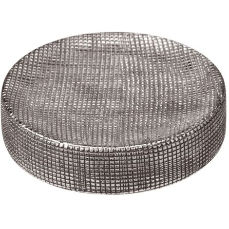 Wenko Portasapone Rivara, portasaponetta per sapone mani, realizzato in ceramica di qualità, elegante decorazione in argento, ideale per bagno e WC di cortesia, decorato a mano, Ø 10 x 2,5 cm, argento