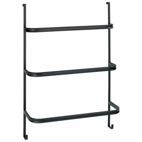 WENKO Portasciugamani da bagno Irpinia, Portasciugamani da muro senza foratura da appendere, Acciaio, 54,5x77,5x21,5 cm, nero