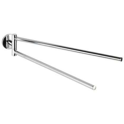 WENKO Portasciugamani da Muro per Bagno Cuba, con 2 barre rotative, in Zinco, 60x5x13.5 cm, Lucido