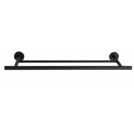 WENKO Portasciugamani da Muro per Bagno Duo Bosio Black, Barra Portasciugamani, fissaggio a muro incluso, acciaio inossidabile, 60x5,5x14 cm, nero opaco