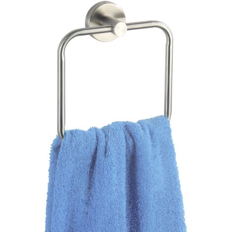 WENKO Portasciugamani da parete per bagno, Anello portasciugamani Bosio, in acciaio inox, 16x18x5 cm, opaco
