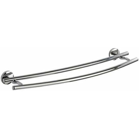 WENKO Portasciugamani da parete per bagno, doppia barra portasciugamani a muro, Duo Cuba, Zinco, 58x5x14 cm, Lucido