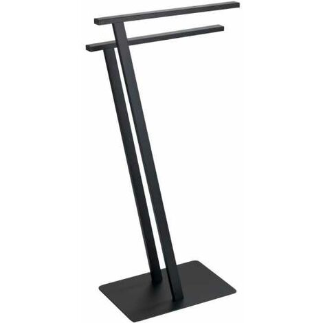 WENKO Portasciugamani Lirio, Portasciugamani da bagno a terra, Acciaio verniciato, 20x76,5x40 cm, nero opaco
