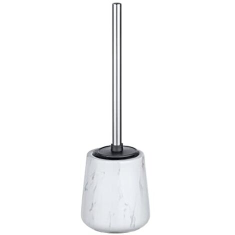 WENKO Portascopino WC Adrada bianco ceramica - Portascopino WC con scopino in silicone, Ceramica, 12 x 39 x 12 cm, Bianco