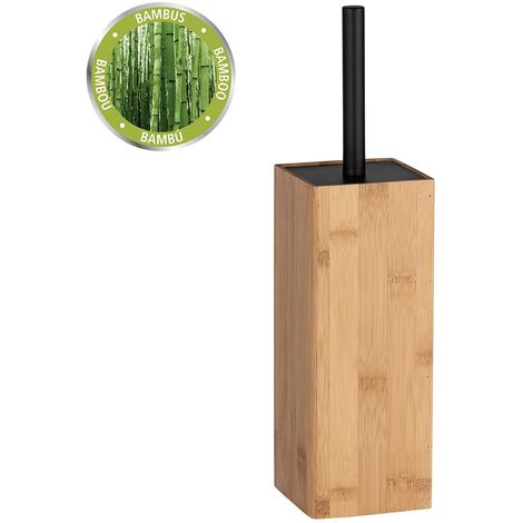 WENKO Portascopino WC Padua - Portascopino WC, Bambù, 10 x 38 x 10 cm, naturale