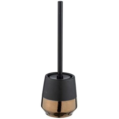 WENKO Portaspazzolino WC Brandol, Spazzolino WC nero, ceramica, Ø 11,8x12,7 cm, nero - rame