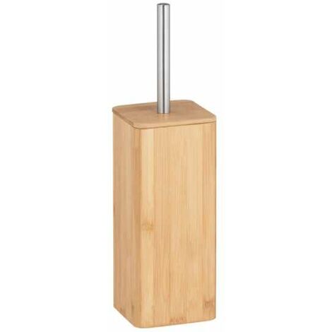 WENKO Portaspazzolino WC in legno di bambù, Spazzolino WC nero, legno di bambù, 10,1x37,5x10,1 cm, marrone