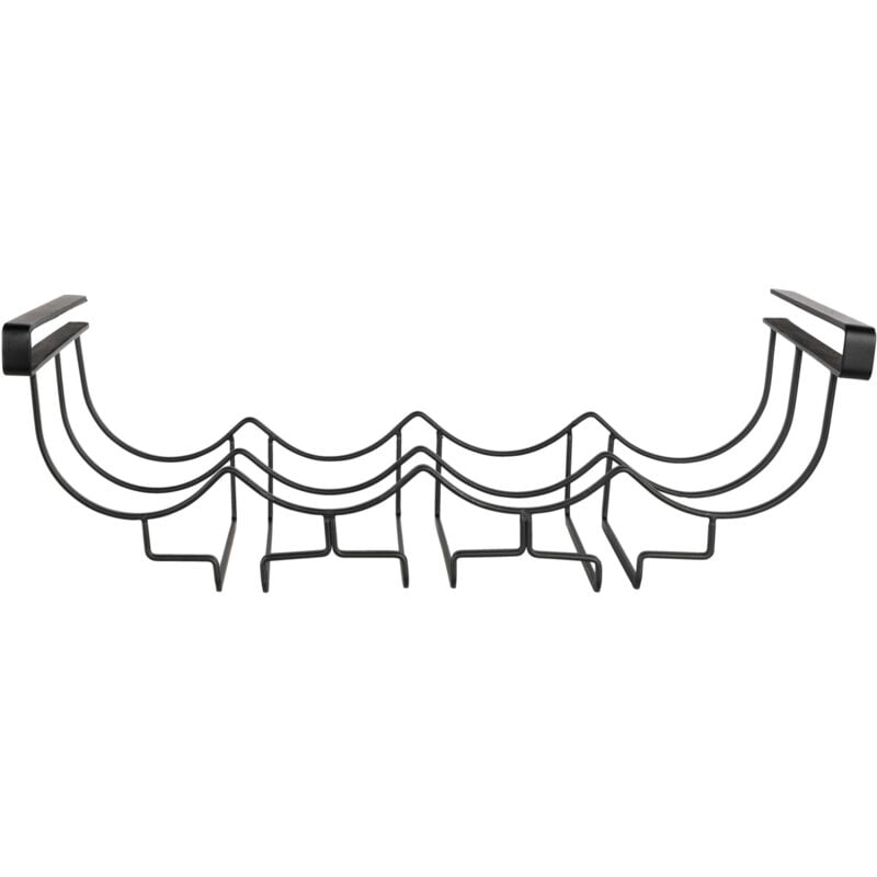 WENKO Porte Bouteille et porte verre suspendu, Range verre suspendu avec antidérapant pour 4 Bouteilles et 6 verres de vin ou coupes de champagnes,