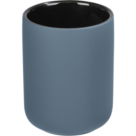 WENKO Porte Brosse à dent Avellino, Gobelet Salle de bain, Céramique haut de gamme surface agrippante Soft-Touch, Ø 7,5x9,5cm, bleu