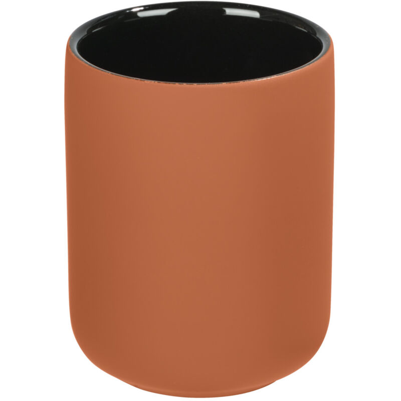 Wenko - Porte Brosse à dent Avellino, Gobelet Salle de bain, Céramique haut de gamme surface agrippante Soft-Touch, ø 7,5x9,5cm, terracotta