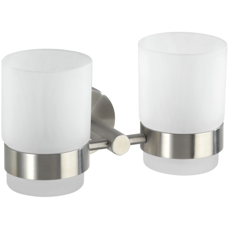 Porte-brosse à dents Wenko Bosio inox mat 17 cm gobelet satinés porte-brosse à dents mural gobelet salle de bain porte-brosse double accessoires de