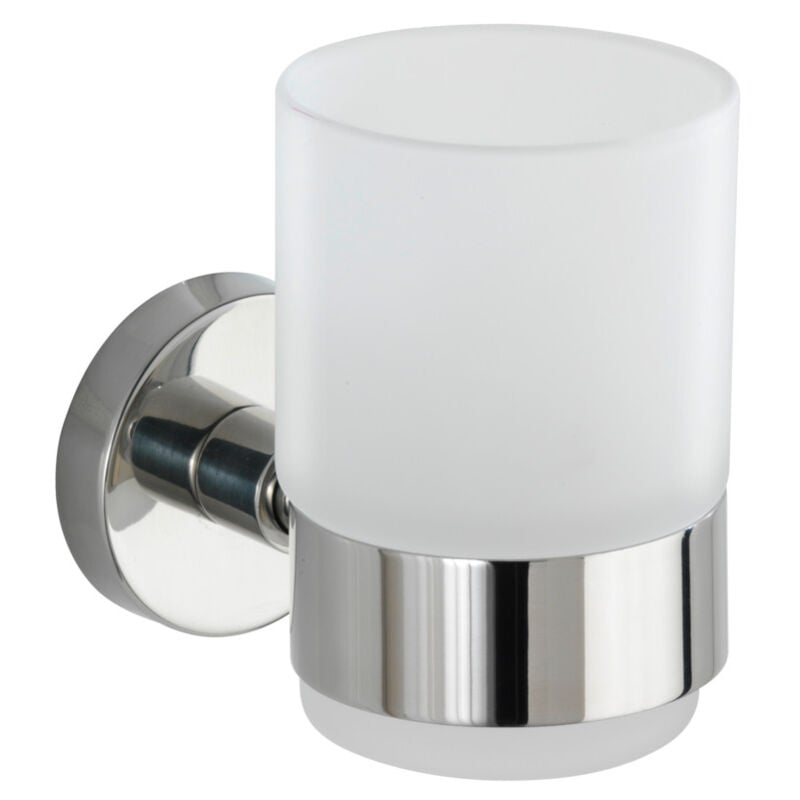 Wenko - Porte brosse à dent mural, gobelet salle de bain mural, Uno Bosio Shine, verre - fixation en acier inox, 7x9,5x10,5 cm, brillant