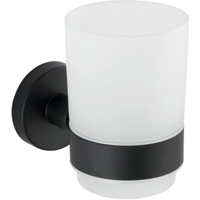 Porte-brosse à dents WENKO Bosio Black inox mural noir 7 x 9,5 cm support brosse à dents mural design accessoires salle de bain noir verre à brosse à