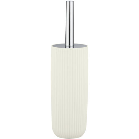 WENKO Porte Brosse WC Agropoli, brosse WC noire, design fermé, Plastique surface givrée sans BPA, Ø 10x36,5 cm, blanc crème