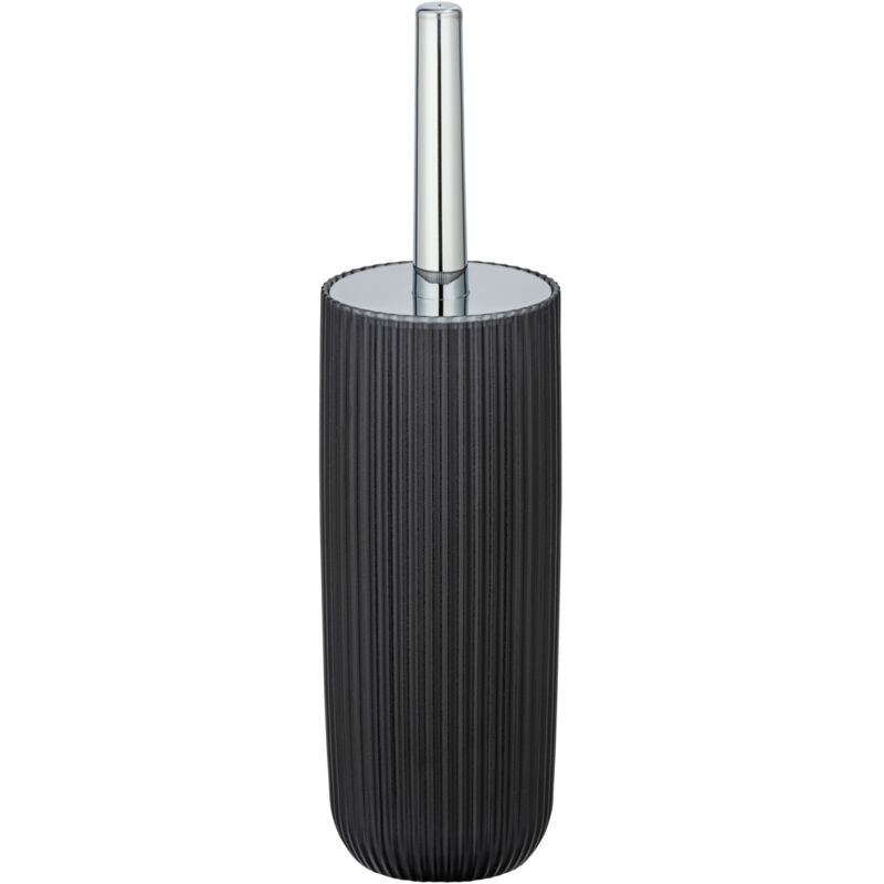 Wenko - Porte Brosse wc Agropoli, brosse wc noire, design fermé, Plastique surface givrée, ø 10x36,5 cm, gris