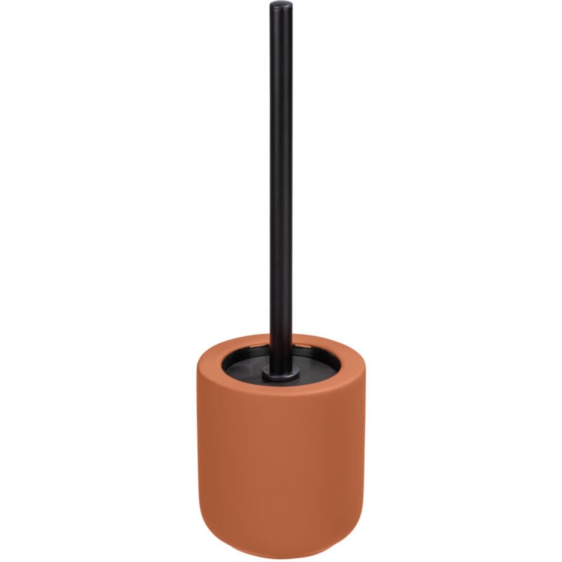 Wenko - Porte brosse wc Avellino, brosse wc noire, Céramique avec surface agrippante Soft-Touch, ø 11,5x40 cm, terracotta