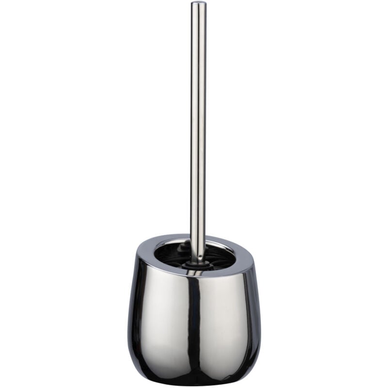 Porte Brosse wc céramique Badi, Brosse wc silicone noire avec tête de brosse wc en silicone ø de 7,5 cm, anti-adhésive, Céramique, ø 13,5 x 38 cm,