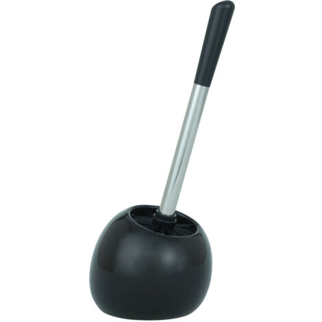 WENKO Porte Brosse WC Polaris, brosse WC noire, céramique, 15x36x14,5 cm, taupe mat