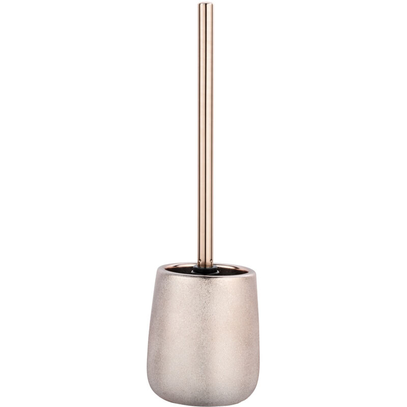 Porte Brosse wc Glimma, Brosse wc noire, céramique effet paillette, ø 11,5x40 cm, cuivré - Wenko