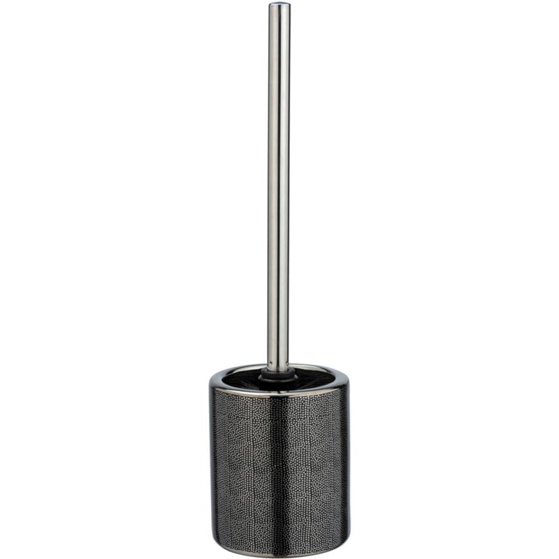Porte Brosse wc Nuria, Brosse wc silicone noire, céramique, ø 9,5x39 cm, Argent/Anthracite - Wenko