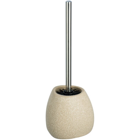 WENKO Porte Brosse WC Pion, Brosse WC Silicone noire, Céramique, 12,5x38,5x12 cm beige