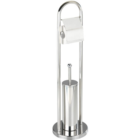 Wenko – Porte-brosse WC sur pied en acier inoxydable – Design anti-odeurs – Hauteur 81 cm – Base solide pour stabilité maximale