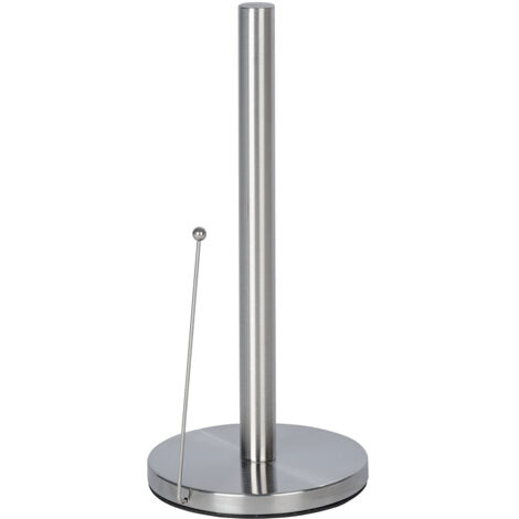 Wenko – Porte essuie-tout vertical en acier inox – Barre de maintien – Dimensions Ø 15 cm x H 33 cm – Argent mat pour rouleaux standard