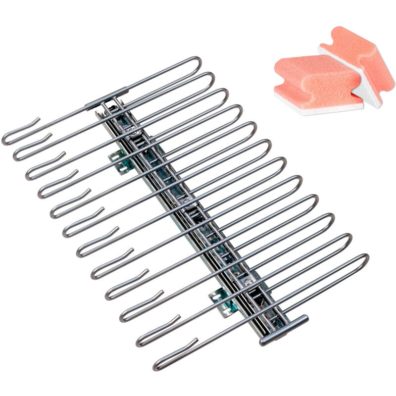 Wenko - Porte pantalon coulissant Aménagement armoire et dressing, Rangement pantalon, Jusqu'à 12 cintres, Acier chromé, 33 x 10 x 47 cm, Argent