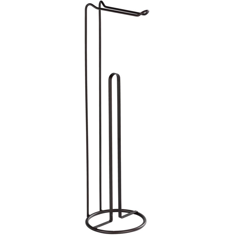 Porte-papier toilette Wenko Stand 2 en 1 noir métal porte-rouleau wc sur pied support papier toilette industriel pour 3 rouleaux dimensions 15,5 x 54