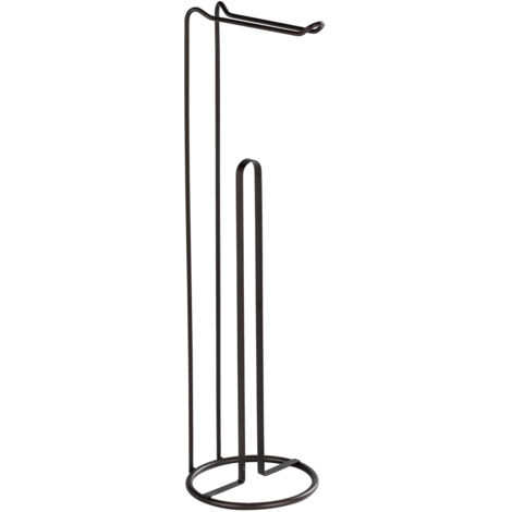 Wenko – Porte-papier toilette sur pied 2 en 1 noir métal – Support pour 3 rouleaux – Acier robuste – Dimensions 15,5 x 54 cm – Installation sans perçage