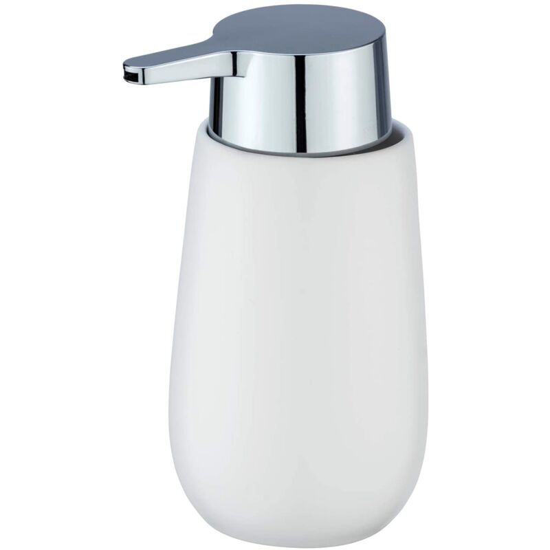 Distributeur Savon Liquide Badi, Capacité 320 ml, Céramique, 9,5x16x8 cm, blanc mat - Wenko