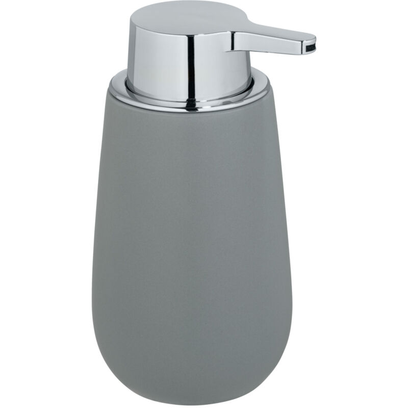 Wenko - Distributeur Savon Liquide Badi, Capacité 320 ml, Céramique, 9,5x16x8 cm, gris mat