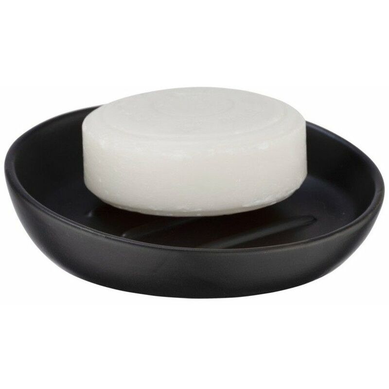 Porte Savon céramique Badi, porte savon rond, Céramique, ø 11,5x3 cm, noir mat - Wenko