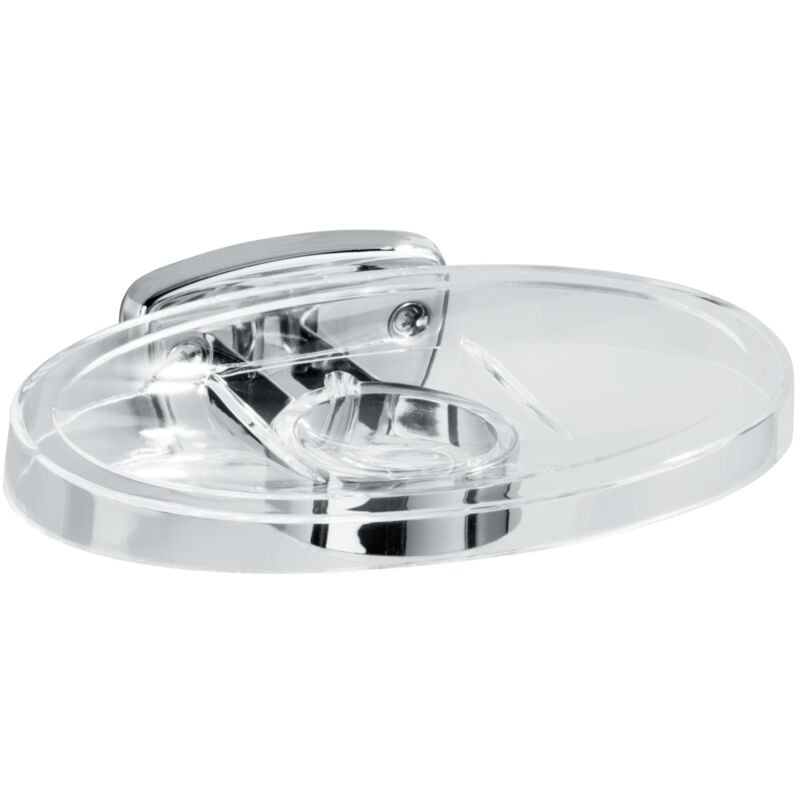 Porte-savon mural, porte savon en plastique avec fixation murale acier inox, 17,5x5,5x11,5 cm, Brillant - Wenko
