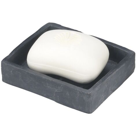 WENKO Porte savon Slate Rock - aspect ardoise, Polyrésine, 11.2x2.7x9.4 cm, Anthracite