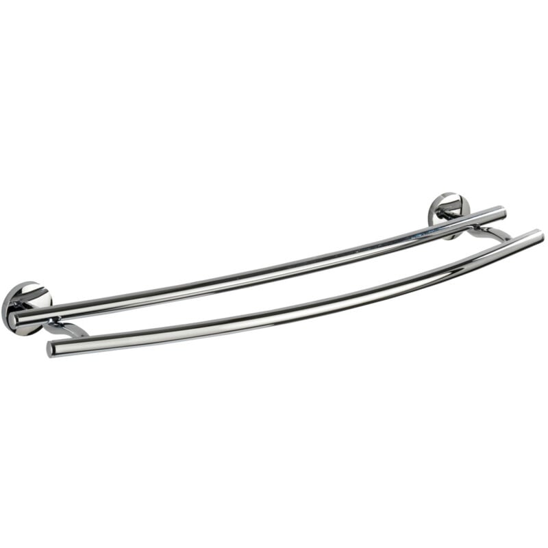 Wenko - Porte-serviettes Cuba 58 cm chromé double salle de bain barre porte-serviettes mural en zinkdruckguss design élégant porte-serviettes sans