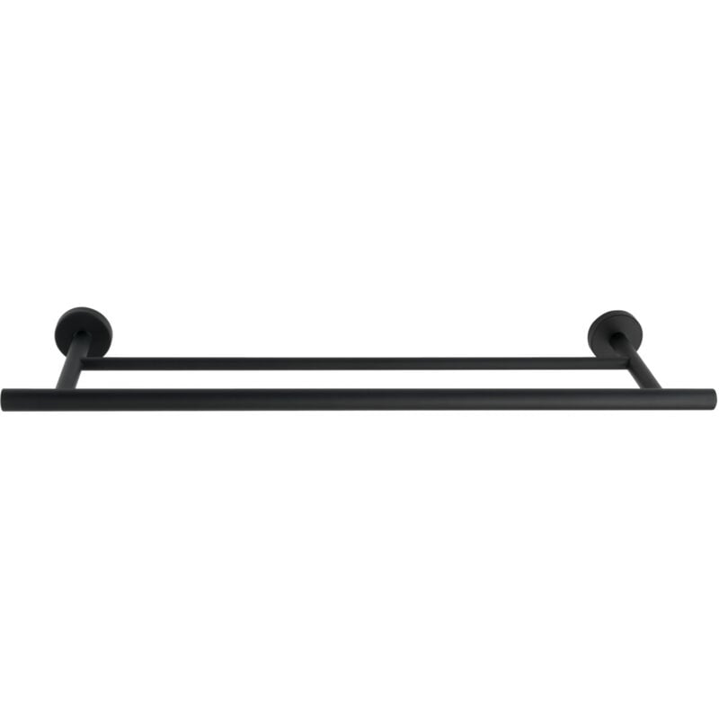 Wenko - porte-serviettes noir mat 60 cm mural acier inoxydable barre porte-serviettes double design industriel pour salle de bain avec vis et